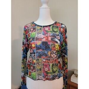 New CAKEWORTHY Disney Marvel The Avengers Comic Mesh Top M